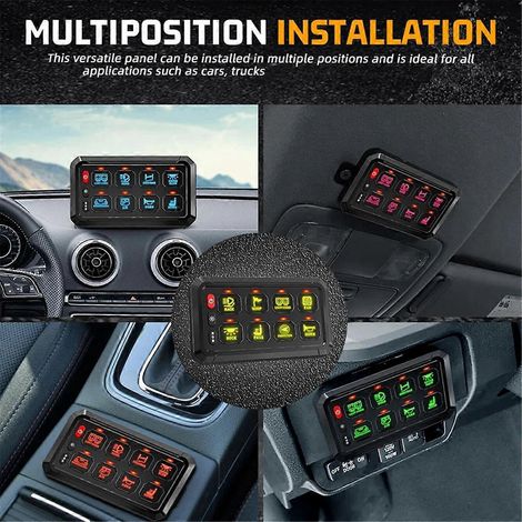 Panneau de commande universel à 8 interrupteurs LED avec application pour voiture, camion et véhicule tout-terrain. (1/5)