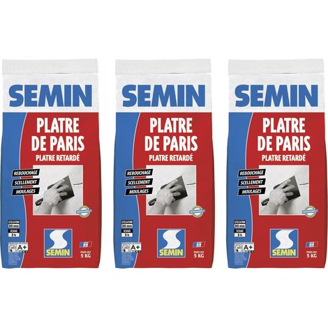 Lot de 3 pâtre de Paris pour moulages, scellements et rebouchage Semin - intérieur - sac de 5 kg (1/5)