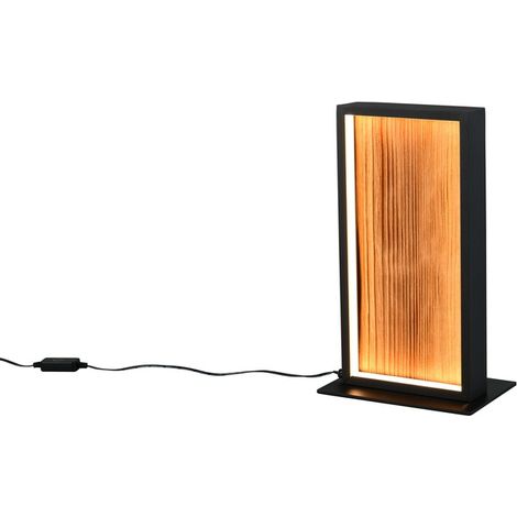 Lampe de table design Kalea noir avec bois - 555510130