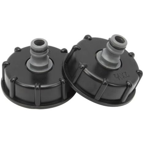 2 Pièces S60x6 IBC Bouchon cuve 1000l de Réservoir Raccord, 1/2" Diamètre de Sorti Raccord Mamelon 60 mm pour Vanne de Tonne, Tuyau D'arrosage 1/2" Raccord (1/5)