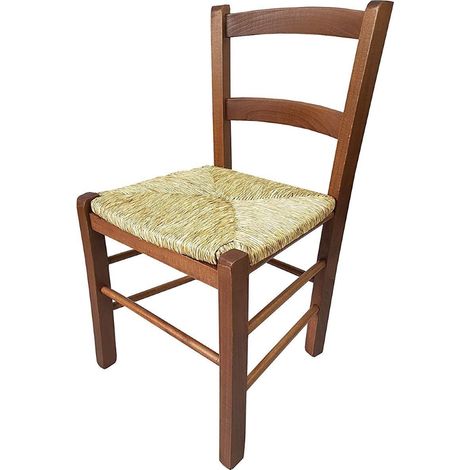 Sedia in legno seduta in paglia MEZZANA Noce 71x39x39 cm (1/4)