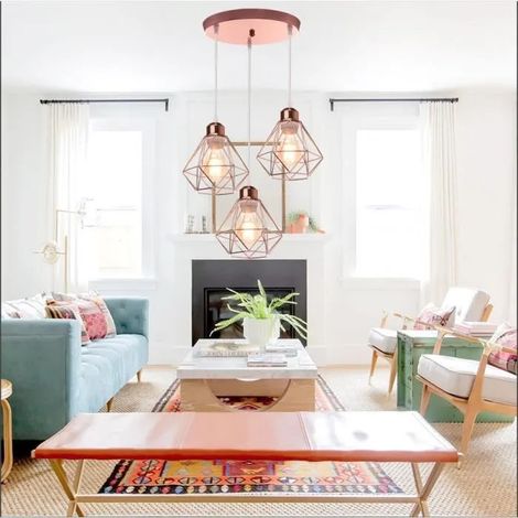 E27 Moderne Lustre Suspension en Cage,Lampe Luminaire en Métal Industrielle Style Edidosn pour Salon Chambre (1/4)