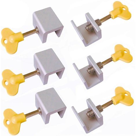 6 Verrous Coulissants Réglables pour Fenêtre, Sécurité Renforcée, Dispositif de Verrouillage à Glissière, Lot de 6 Pièces (1/5)