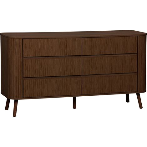 sweeek - Kommode mit 6 Schubladen, geriffelter Holzlook