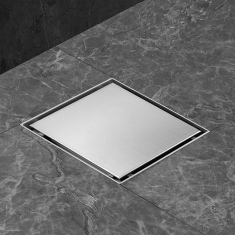 Caniveau de Douche Carré 15 x 15 cm Acier INOX Siphon Anti-Odeurs  Siphon avec clapet anti-odeurs et filtre à cheveux amovible 2 en 1 Caniveau Douche Italienne Extra Plate Drainage Rapide (1/5)