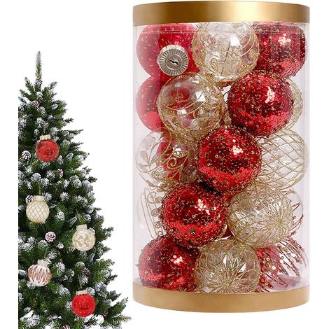 25 Boules Noël, 6 cm, décoration Sapin Noël, décoration Noël, Boules Noël, décorations pour Noël, décorations suspendues pour Noël, Festival, fête Noël, Rouge (1/5)