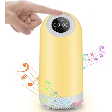 Lámpara de noche táctil, altavoz Bluetooth, radio FM, reloj despertador digital, luz nocturna LED multicolor, temporizador, para interiores (1/5)