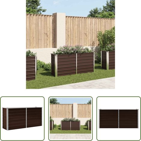 Jardinière métal - Lit surélevé de jardin Marron 160x40x77 cm Acier galvanisé (1/5)