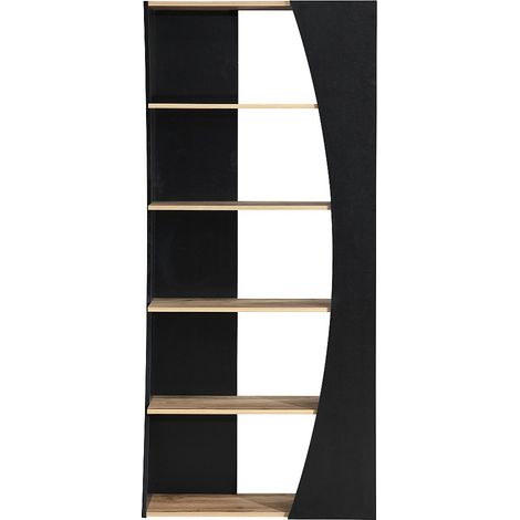 Libreria con 5 scaffali Nero e Naturale - JILORA