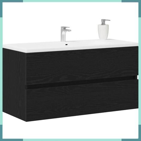 862544 Meuble de Lavabo de Salle de Bain Chêne noir 90 x 38,5 x 45 cm (1/5)