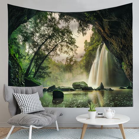 Tapestry Murale - Forêt De Pins Naturelle - Décoration Murale Pour Chambre Et Salon - 150 X 130 Cm - Rectangulaire Paysage (1/5)