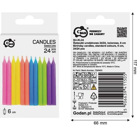 Velas de cumpleaños de 6 cm, 24 unidades