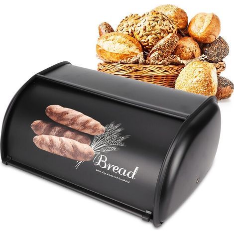 Boîte à pain en acier inoxydable 34x23x14,5 cm – Conteneur de stockage avec couvercle enroulable – Organisateur de cuisine élégant (1/5)