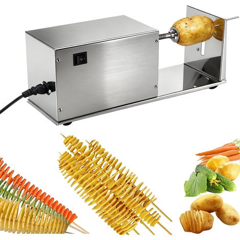 Cortador de patatas eléctrico en espiral, de acero inoxidable, automático, para frutas, patatas, pepinos y zanahorias, 50 W, 220 V