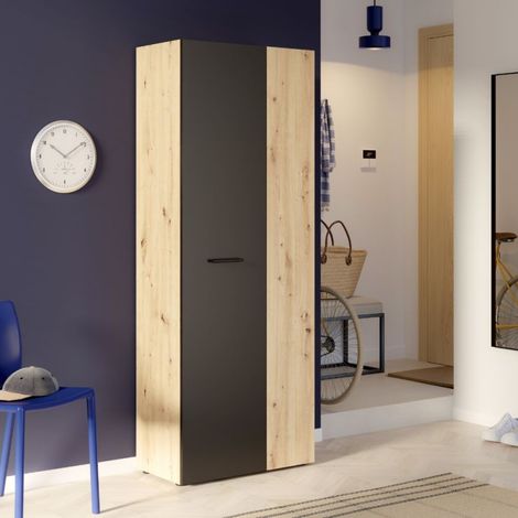 Armario multiusos 2 puertas roble con puerta negra 69x36.5x181H Teodoro (1/5)