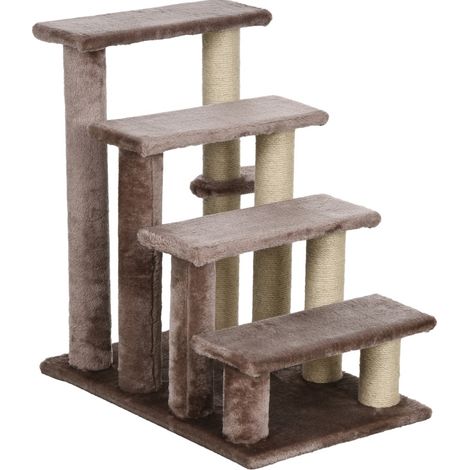 Scala tiragraffi per gatti a 4 gradini 60x40x64 cm marrone HOMVRA (1/5)