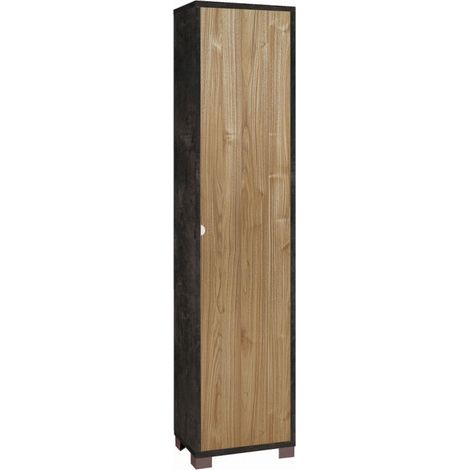 Colonne à une porte, 43 cm (L) x 29 cm (P) x 190 cm (H), finition noir mat et noyer Stelvio, Sarmog (1/5)