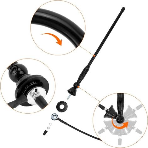 Marine Radio Aerial, Car Rubber Antenna 16 Inch, Waterproof Aerial for Camper, Truck, Yacht, Boat (1/4)
