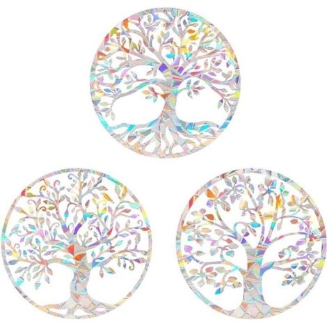 Lot de 3 autocollants de fenêtre pour fenêtre arc-en-ciel, autocollants statiques en plastique, réutilisables, anti-collision, sans fenêtre, attrape-soleil, décoration prismatique pour (1/5)