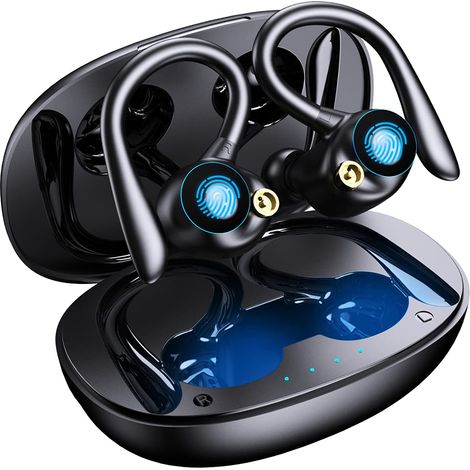 Écouteurs sans fil, casque Bluetooth 5.2, 120 heures d'autonomie, étanchéité IPX7, casque supra-auriculaire avec boîtier de charge 800 mAh, commandes tactiles pour le sport, la course à pied, le trava (1/5)