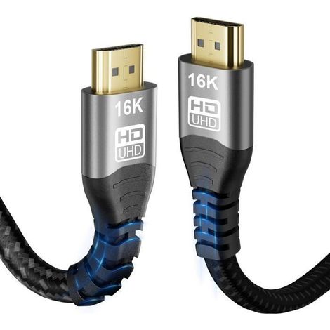 Câble HDMI 2.2 16K 60Hz 1,5 m – HDR10+, eARC, Dolby Vision – TV, PC, Soundbar