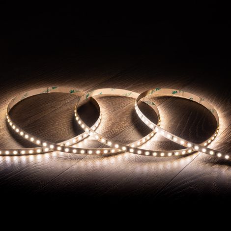 LED-Streifen 24V SMD 120 LED/m 5m 16W/m 2000lm/m High Lumen Breite 8mm Schnitt 5cm IP20 4000K Neutralweiß