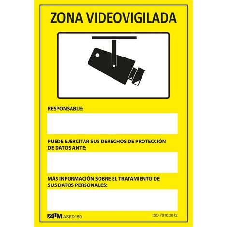 Panneau de danger pour distributeur automatique de billets, en PVC, mesurant 30 x 20 cm, destiné à la vidéosurveillance.