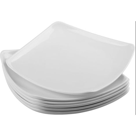 Assiettes Plates Carrées Blanches 23,9x3,3cm Service de Table Salade, Steak, Plat Principal, Fruit (1/5)