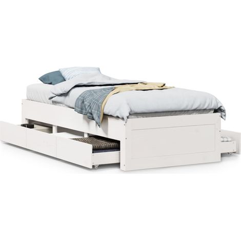 Maison Exclusive - Giroletto senza Materasso con Cassetti Bianco 90x200 cm Pino (1/5)