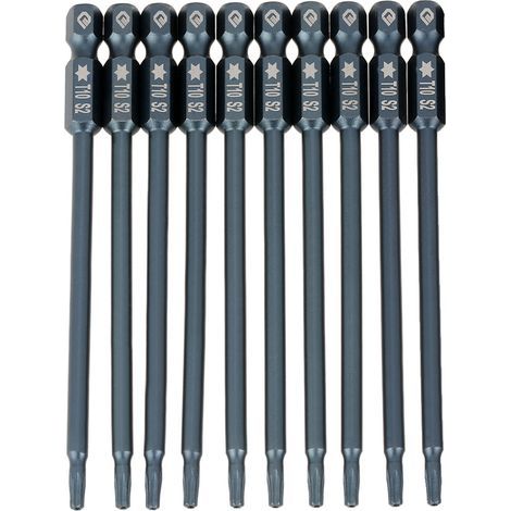 Zoternen Lot de 10 embouts de tournevis magnétiques T10 à tête étoile avec tige hexagonale de 100 mm 1/4" (1/5)