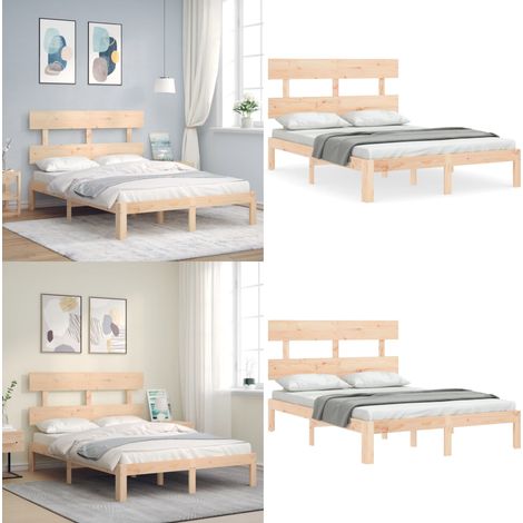 Massivholzbett ohne Matratze 140x200 cm Kiefernholz - Holzbett - Kiefernholzbett - Doppelbett - Lattenrost - Massives Holzbett - Home & Living