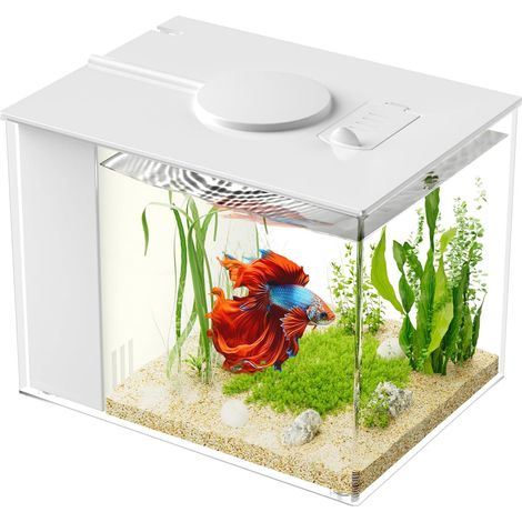 Aquarium 3,7 L en Acrylique avec Filtre et éclairage LED,Blanc (1/5)