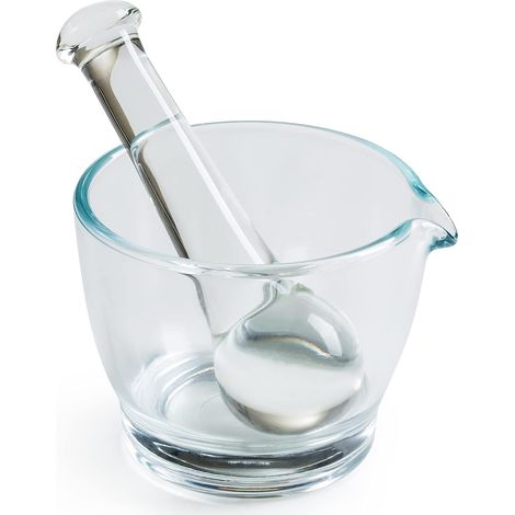 Mortier et pilon en verre, broyeur et mixeur pour pharmacie ou laboratoire scientifique (226,8 g) (1/5)