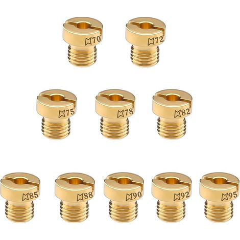Lot de 10 buses de carburateur M6 pour carburateur Dellorto, tailles multiples 70-95 mm (70, 72, 75, 78, 82, 85, 88, 90, 92, 95), en laiton, pour moteurs PHBN-PHVA et scooters. (1/5)