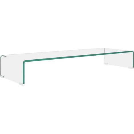 Meuble TV, Étagère TV, Meuble de Salon,pour moniteur 90 x 30 x 13 cm Verre Transparent OIB2206E (1/5)