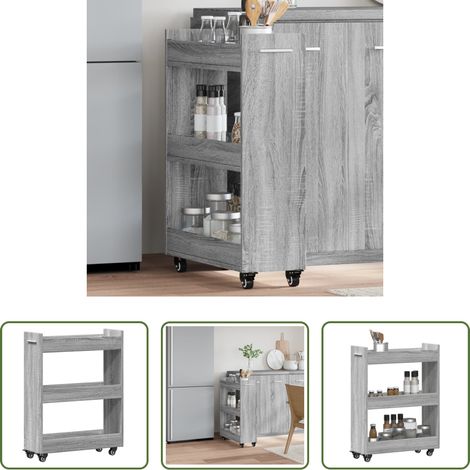 Rangement bois - Armoire avec roues sonoma gris 60x22x79 cm bois d'ingénierie (1/5)