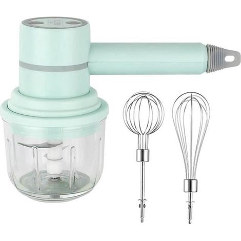 2-in-1 Elektrischer Handmixer, tragbarer Knoblauchzerkleinerer, Schneebesen, USB-Ladefunktion, elektrischer Haushalts-Handbesen (1/4)