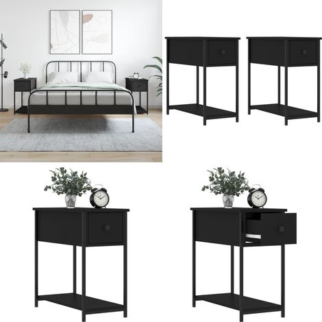 Tables de chevet 2 pcs noir 30x60x60 cm bois d’ingénierie - Table De Chevet - Commode - Mobilier Chambre - Armoire De Chevet - Meuble Nuit - Home & Living
