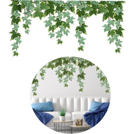 Pegatinas de pared de hojas, Pegatina de planta verde, Pegatinas de pared, Papel pintado autoadhesivo, Pegatina de pared, 2 piezas (1/5)