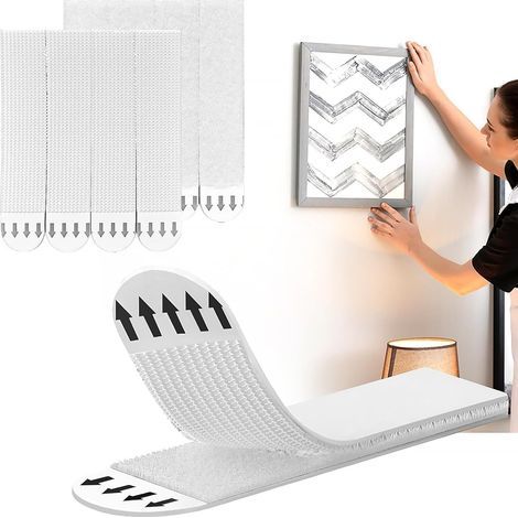 Juego de 8 pares de ganchos resistentes para colgar cuadros, sin necesidad de clavos. Póster montado en la pared. (1/5)