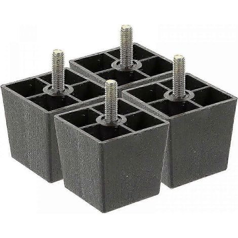 Pieds de rechange pour meubles carrés, en métal et plastique, pour surélever canapés, armoires, lits, tables, etc. - Noir, Dimensions : 8 x 5,2 x 5,2 cm (1/5)
