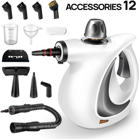 Ce nettoyeur vapeur multifonctionnel est livré avec 12 accessoires et est un nettoyeur vapeur haute pression portable. (1/4)