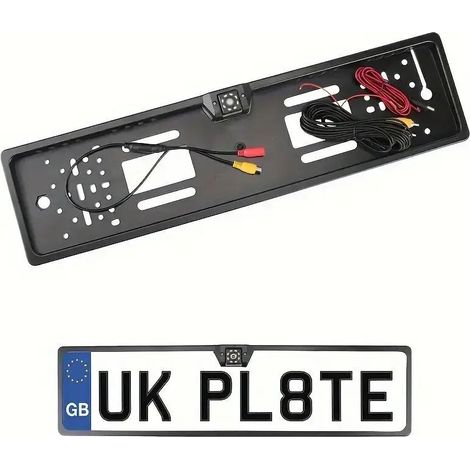 Caméra de recul voiture 12V avec 8 LED, capteur de stationnement Parktronic, support de plaque d'immatriculation européen et universel, accessoire auto (1/5)