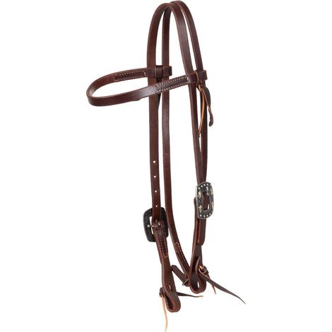 taglia unica, marrone Oliato: Testiera americana con frontalino in cuoio bardatura monostrato da 5/8" con fibbie regolabili e guanciali sagomati (1/5)