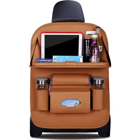 MINKUROW Protezione Per Lo Schienale Dell'organizzatore Dell'auto Protezione Per Seggiolino Auto In Pelle Pu Di Lusso Con Supporto Per Tablet Pieghevole Protezione Per Lo Schienale Impermeabile Borsa  (1/4)