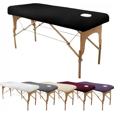 Drap housse de protection en éponge pour table de massage - Confort Plus - Noir - Vivezen (1/5)