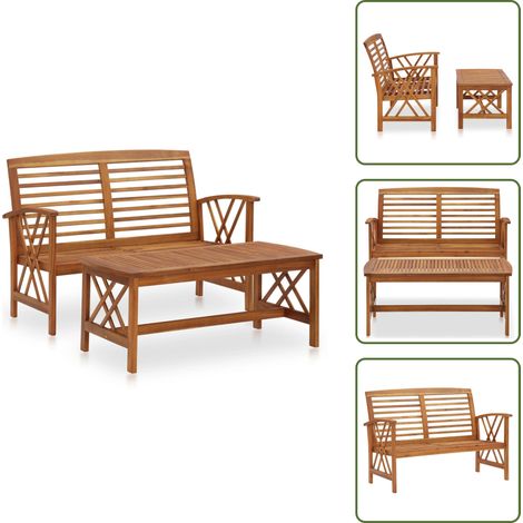 Mesa de centro - vidaXL Juego de muebles de jardín 2 piezas madera maciza de acacia - Madera de acacia