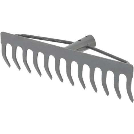 Rateau à Feuille - Métal - 31 cm - Râteau Jardin - 12 Dents - Gris - Outil Robuste Pour Entretien Gazon Jardinage - sans Manche-NANOTEH (1/5)