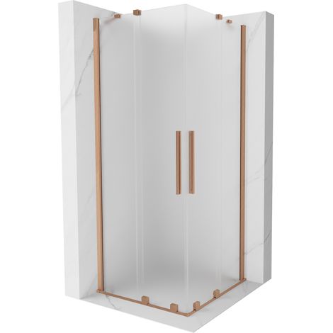 Mexen Velar Duo Schiebeduschkabine 100 x 100 cm, Frost, gebürstetes Kupfer - 871-100-100-32-65