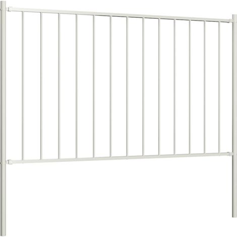 vidaXL Zaunpaneel mit Pfosten, pulverbeschichteter Stahl 1,7x1,25 m Weiß